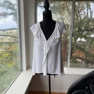 LIKE NEW BCBGMaxAzria White Ruffle Sleeveless Blouse Top XXS